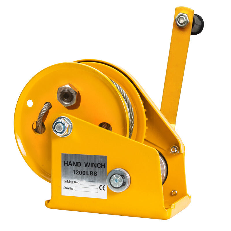 Hand Winch 1200LB Automatic Brake Hand Crank Gear Winch With 8m Steel Wire Manual Operated Two-Way Ratchet For Boat Trailer Marine