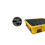 Spill Pallet Two Drums Pallet 120 Liters Spill Capacity 130*680*300mm Injection Molding Process Leak-proof Pallet Platform Chemical Warehouse Oil Container Petroleum Drums Dangerous Waste Liquid Oil Pan