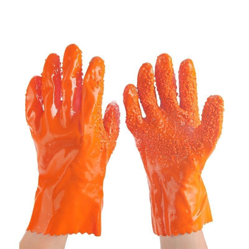 Full Immersion Rubber Labor Protection Gloves Thickened Particles Antiskid Wear Resistant Acid And Alkali Resistant Gloves 5 Pairs / Pack