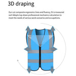10 Pieces Reflective Vest Zipper Safety Vest Fluorescent Blue Traffic Safety Warning Vest 4 Reflective Strips Sanitation Construction Riding Safety Suit