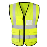 6 Pieces Reflective Vest Reflective Suit Cycling Traffic Construction Environmental Sanitation Vest (Multi Pocket Zipper Fluorescent Yellow Uniform Size)