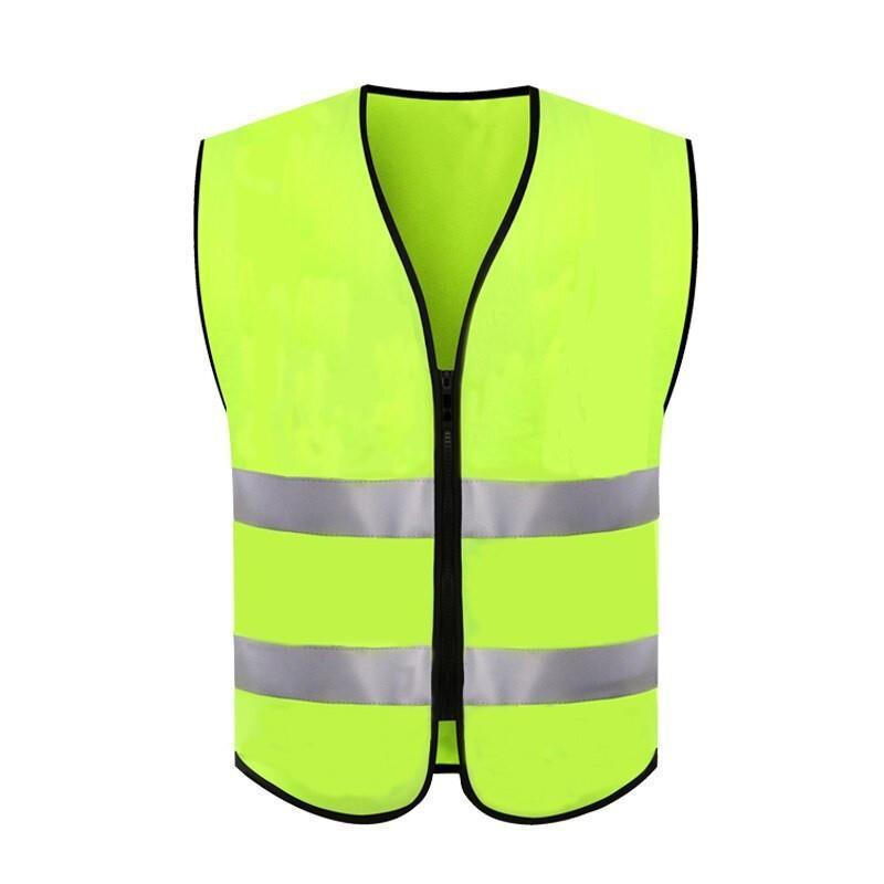 10 Pieces Reflective Vest Zipper Reflective Vest Fluorescent Yellow Green Car Traffic Safety Warning Vest Double Reflective Strip Environmental Sanitation Construction Duty Riding Safety Suit