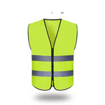 10 Pieces Reflective Vest Zipper Reflective Vest Fluorescent Yellow Green Car Traffic Safety Warning Vest Double Reflective Strip Environmental Sanitation Construction Duty Riding Safety Suit