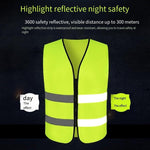 10 Pieces Reflective Vest Zipper Reflective Vest Fluorescent Yellow Green Car Traffic Safety Warning Vest Double Reflective Strip Environmental Sanitation Construction Duty Riding Safety Suit