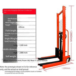 1t 1.6m Manual Forklift Heavy Duty Manganese Steel Hydraulic Lifting Truck Stacking Truck Lifting Forklift