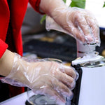 6 Bags Disposable PE Thickened Gloves For Food Catering Beauty And Housework Transparent Plastic Hand Film 3 Bags ( 100 Pieces / Bags )