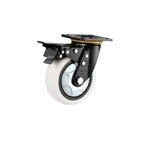 Milky White Nylon (PA) Swivel Casters 4pcs Pack 6 Inch Flat Bottom Caster with Double Brake Heavy Duty Universal Wheel - 4pcs