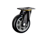 Black 6 Inch Plate Swivel Caster 4pcs Pack Flat Bottom Movable Heavy Duty Gray Core Polyurethane Caster Universal Wheel - 4pcs
