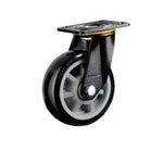 Black 6 Inch Plate Swivel Caster 4pcs Pack Flat Bottom Movable Heavy Duty Gray Core Polyurethane Caster Universal Wheel - 4pcs