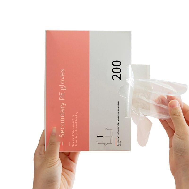10 Boxes Disposable PE Gloves Plastic Film Transparent Food Grade Thickened Durable And Waterproof 200 Pieces/Box Extraction Gloves In Catering Box