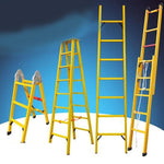 4m FRP Ladder Single Ladder Straight Ladder Flat Ladder Yellow Herringbone Ladder