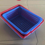 6 Pieces Square Screen Rectangular Plastic Square Screen Sorting Distribution Basket Plastic Basket Vegetable Basket Kitchen Storage Basket Fruit Drainage Basket Blue 406 * 312 * 118mm