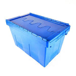 600 * 400 * 270mm Inclined Plug Turnover Box With Cover Logistics Transfer Box Material Basket Inclined Plug Box Super Distribution Box Blue