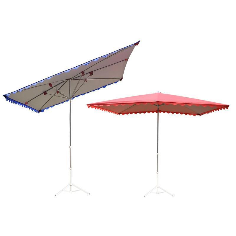 Sun Umbrella Super Large Outdoor Stall Square Folding Rain Proof Inclined Umbrella Commercial Thickened 2.5x2 M Silver Tape 4 Bone