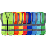 10 Pieces Reflective Vest Traffic Protection Reflective Vest Warning Clothing Construction Road Maintenance Reflective Vest Orange Multi Pocket