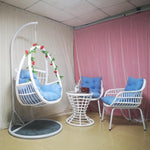 Balcony Hanging Basket Rattan Chair Swing Cradle Hanging Chair Tables And Chairs Leisure Furniture Space Basket White Single + Tea Table + Leisure Chair