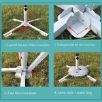 6 Pieces Outdoor Sun Umbrella Base Water Injection Tripod Folding Beach 30 Kg Loading Sand Fork Cross Cast Iron Four Leg Base 20L Water Injection Base (thickened Red)