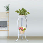 6 Pieces European Style Flower Rack Iron Art Multi-storey Balcony Flower Rack Indoor Green Pineapple Flower Pot Rack Hanging Orchid Multifunctional Ground White (83cm)