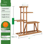 6 Pieces Solid Wood Flower Rack Outdoor Balcony Flower Pot Rack Indoor Floor Hanging Orchid Plant Rack Multi-layer Bonsai Rack Flower Table S Basic Model (with Diagonal Support)