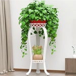 6 Pieces European Style Iron Decorative Flower Shelf Balcony Living Room Multi-layer Flower Pot Rack Green Rose Chlorophytum Fleshy Indoor Shelf White (two Floors 82cm High)