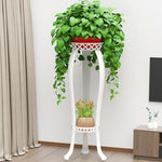 6 Pieces European Style Iron Decorative Flower Shelf Balcony Living Room Multi-layer Flower Pot Rack Green Rose Chlorophytum Fleshy Indoor Shelf White (two Floors 82cm High)