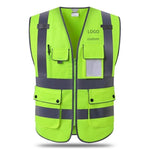 6 Pieces Reflective Vest Zipper Reflective Vest Fluorescent Yellow Green Car Traffic Safety Warning Vest 4 Reflective Strips Environmental Sanitation Construction Duty Riding Safety Suit Fluorescent Color