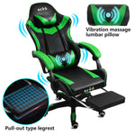 ECVV Gaming Chair Ergonomic Racing Style Recliner Chair Vibrating Massage Thickened PU Leather Latex Filling for E-sports Player Gaming Anchor