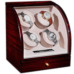 CHIYODA Watch Winder Deluxe Piano Baking Varnished Handmade Wooden Watch Box With Quiet Mabuchi Motor And 12 Rotation Modes, LCD Digital Display
