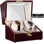 CHIYODA Watch Winder Deluxe Piano Baking Varnished Handmade Wooden Watch Box With Quiet Mabuchi Motor And 12 Rotation Modes, LCD Digital Display
