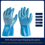6 Pieces Lengthened Oil Proof Gloves Chemical Proof Gloves Acid And Alkali Resistant Abrasion Resistant Protection Labor Gloves L-Size Single Pair