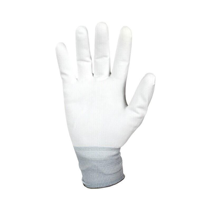 12 Pack PU Palm Coated Light Wear Resistant Oil Proof And Antiskid Gloves Palm Coated Nylon Knitted Labor Protection Gloves White