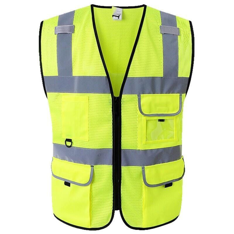 6 Pieces Mesh Reflective Vest Construction Sanitation Reflective Clothing Riding Vest Breathable Printable Fluorescent Yellow Size L