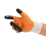 12 Pairs Of Free Size Nitrile Dip-Coated Latex Orange Safety Gloves Construction Protective Gloves