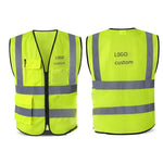 6 Pieces Green High Visibility Safety Vest Reflective Vest With Pockets Custom Logo One Size Fits