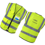 6 Pieces Green High Visibility Safety Vest Reflective Vest With Pockets Custom Logo One Size Fits