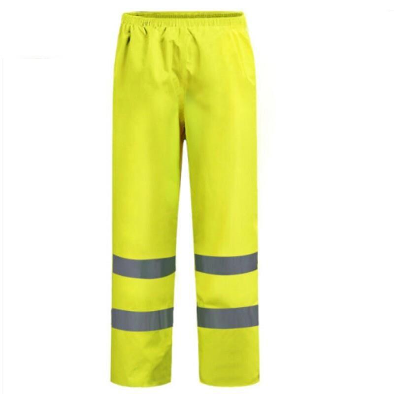 Waterproof Rain Pants Reflective And Wear-resistant Outdoor Fishing Rain Pants Single Thickened Male And Female Split Adult Double-layer Riding Fluorescent Yellow Horizontal Reflective Strip