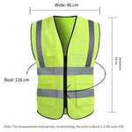 10 Pieces Reflective Vest Safety Protection Multi-Pocket Reflective Vest Zipper Fluorescent Vest Automobile Traffic Safety Warning Emergency Rescue Vest