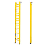 13 FT Fiberglass Extension Ladder With Hook Fully Insulated Ladders Construction Work D-Rung Extension Telescoping Ladder