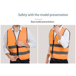 10 Pieces Reflective Working Vest with 2 Highly Reflective Strips Safety Vest for Outdoor Work, Jogging, Sports - Orange