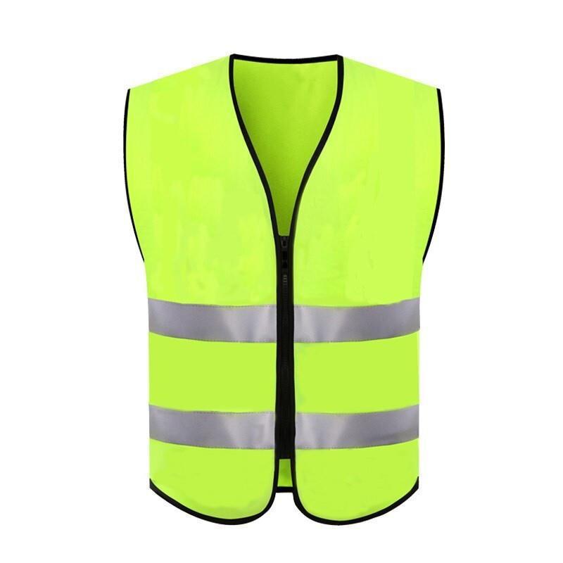 10 Pieces High Visibility Reflective Safety Vests Zipper Reflective Vest Fluorescent Yellow Breathable Construction Workwear