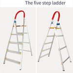 Aluminum Alloy Five Step Ladder Folding Ladder Miter Ladder Working Height 1100mm Maximum Load 100kg