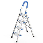 Stainless Steel Multi-function Thickened Miter Ladder Portable Non Slip Ladder Folding Ladder Four Step Blue (Full Step 13cm)