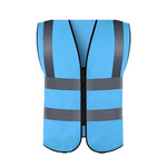 10 Pieces Zipper Reflective Vest Blue Safety Vest with 4 Reflective Strips Safety Vests for Environmental Sanitation Construction Riding Running