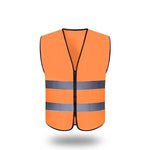 10 Pieces Zipper Reflective Safety Vest Car Traffic Safety Warning Vest Double Reflective Strip for Sanitation Construction Riding - Fluorescent Orange