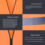 10 Pieces Zipper Reflective Safety Vest Car Traffic Safety Warning Vest Double Reflective Strip for Sanitation Construction Riding - Fluorescent Orange