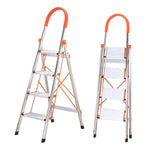 1.5m Stainless Steel Ladder Portable Aluminum Alloy Miter Ladder Folding Ladder D-type Stainless Steel 4 Steps