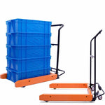 Plastic Turnover Basket Manual Forklift 1130 * 620 * 1020mm Turnover Box Trolley Basket Carrier