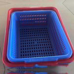 6 Pieces Square Screen Rectangular Plastic Square Screen  Sorting Distribution Basket Plastic Basket Vegetable Basket Kitchen Storage Basket Fruit Drainage Basket Blue 406 * 312 * 118mm