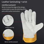 10 Pairs Short Cow Leather Welding Gloves Two Layer Cow Leather Welding Welder's Special Anti Scalding Wear Resistant Heat Insulation Labor Protection Gloves Palm