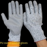 10 Pairs PU Coating Safety Gloves Stab Proof Kitchen Wear-resistant Gloves Wood Working Labor Protection Gloves Anti Cutting Work Gloves - Free Size